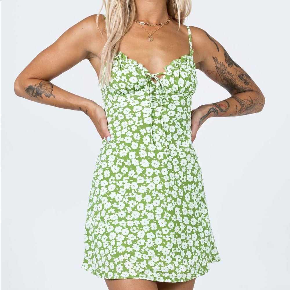 Princess Polly Green Floral Mini Dress